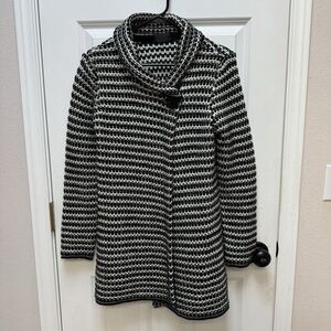 Mary Firenze Size Small Cardigan Wool Blend  Made in Italy Black Button